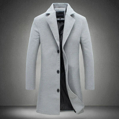 Wollmantel - Einreihig - Mittellang - Wintermantel - Winterjacke für Herren-Hellgrau-2XS-Chaps Herrenmode