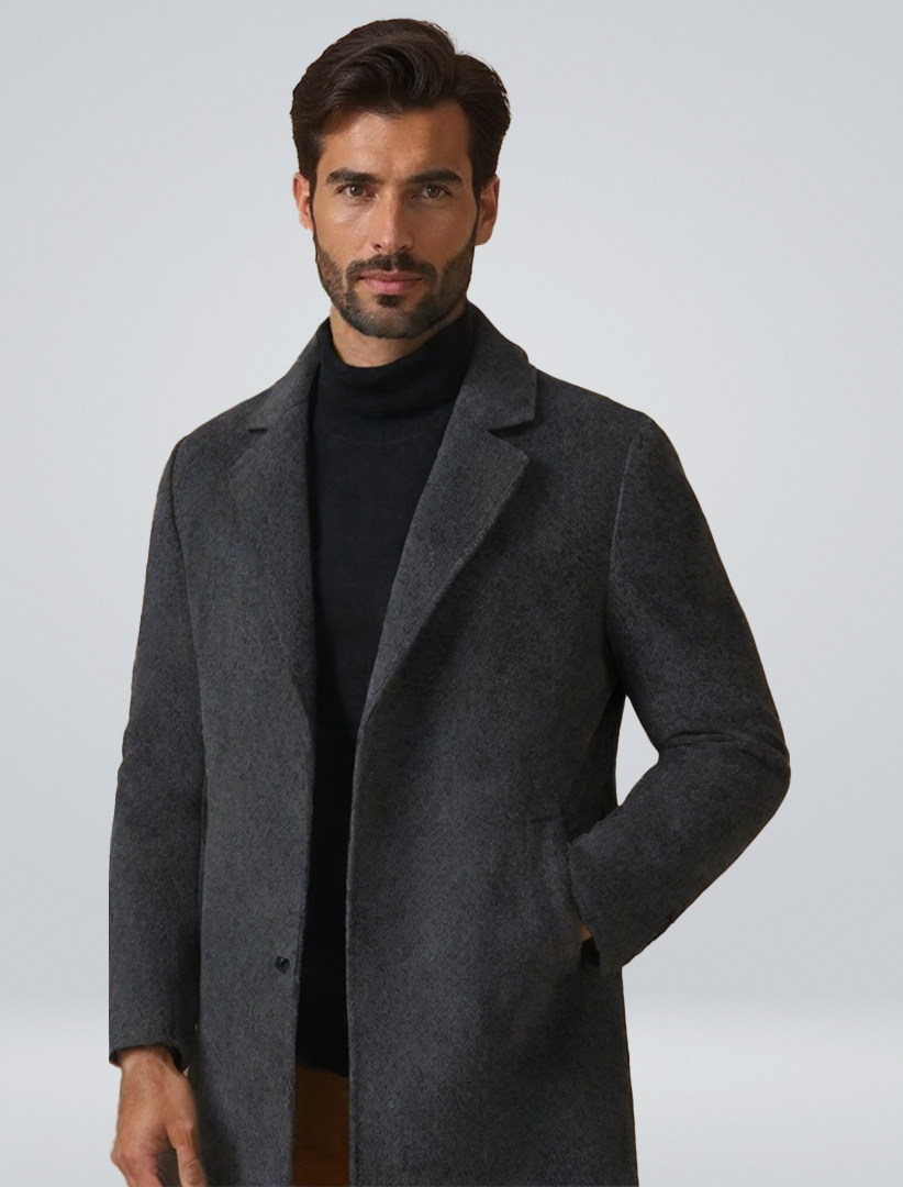 Herren Wollmantel Einreihiger Winter-Trenchcoat - Norvielle