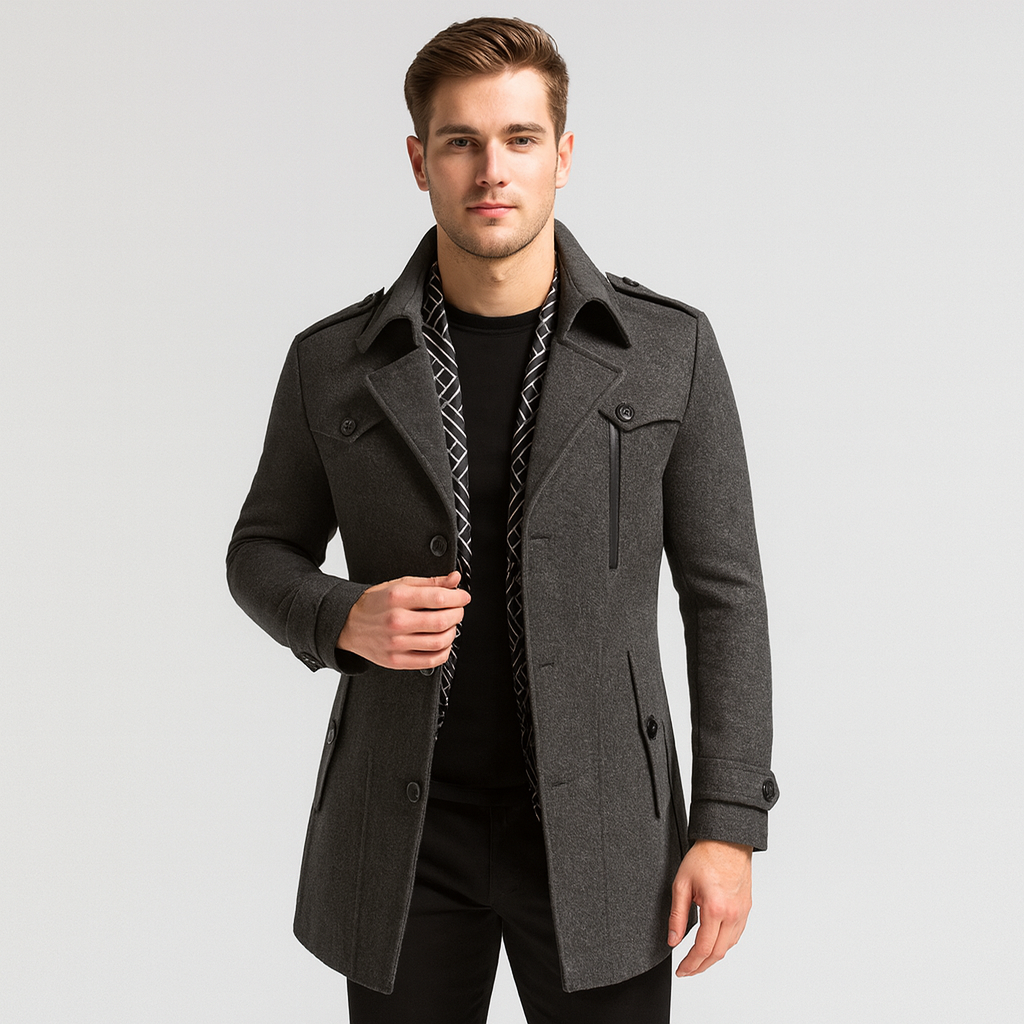 Männer Wollmantel Kurz Einreiher Winter - Norvielle