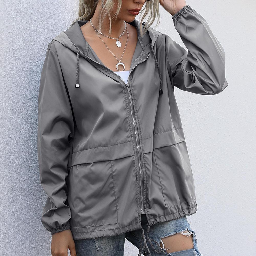Norvielle Damen Winddichte Sommerjacke Kapuze Schwarz - Norvielle