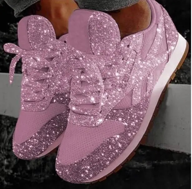 Damen Glitzer Sneaker Bequem