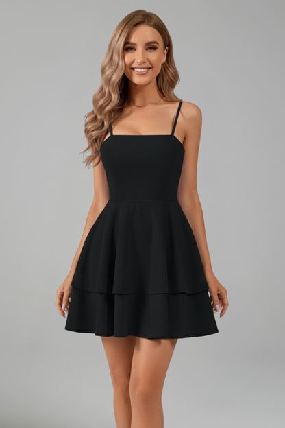Damen Minikleid Spaghettiträger Ausgestellter Rock