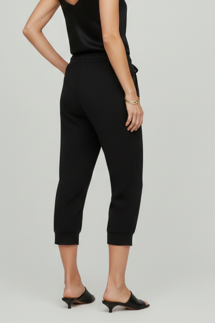 Damen Capri-Hosen Kordelzug Seitentaschen