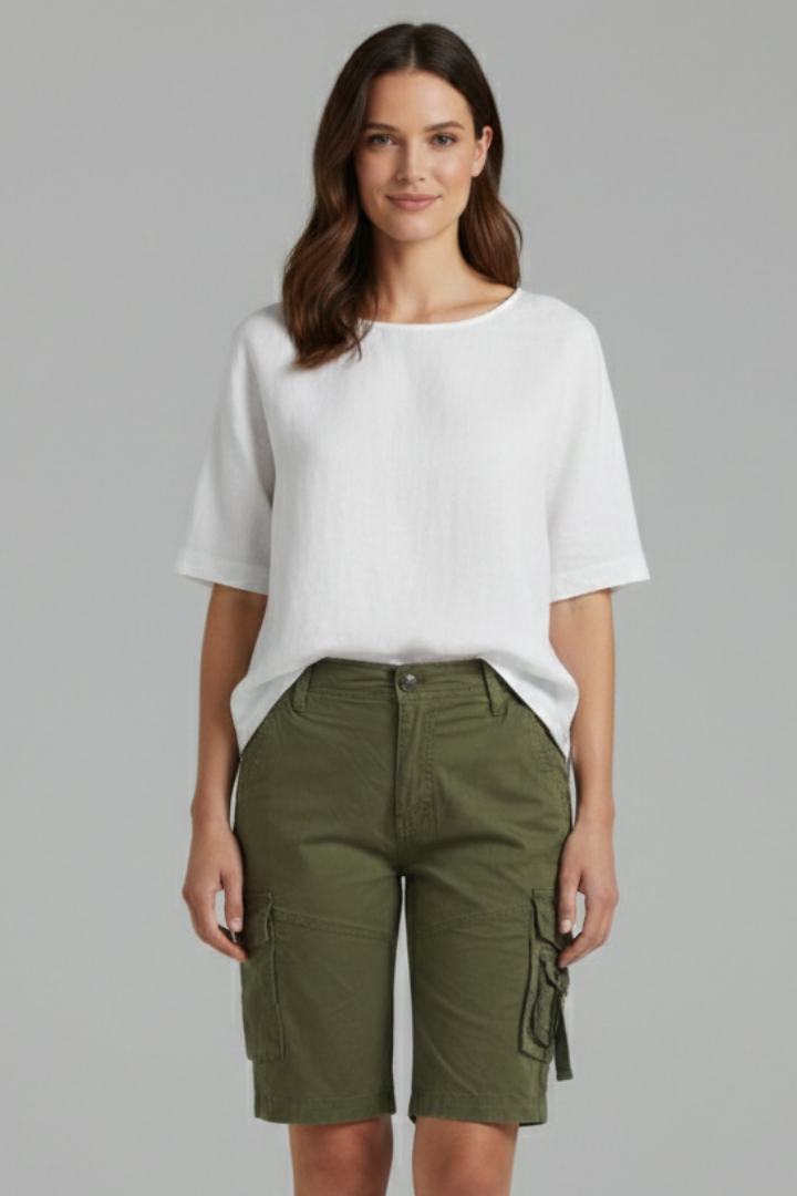 Damen Cargo Shorts Utility Taschen Beige