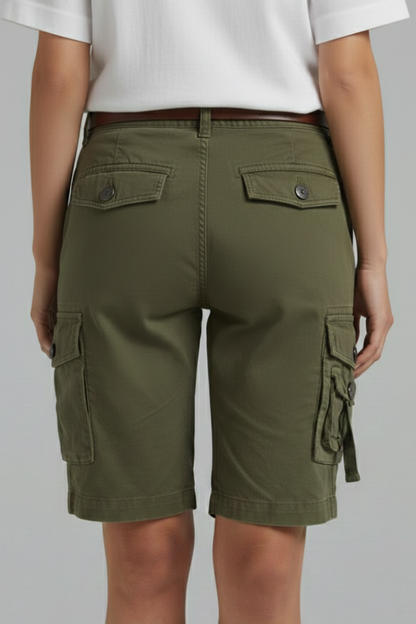 Damen Cargo Shorts Utility Taschen Beige