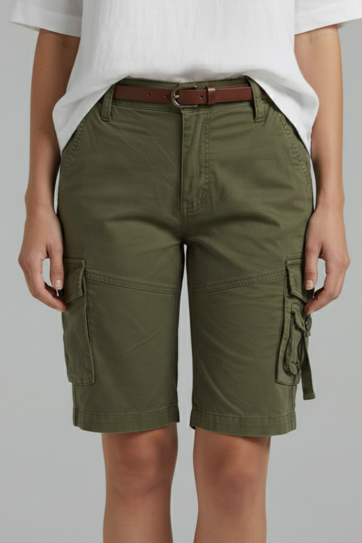 Damen Cargo Shorts Utility Taschen Beige