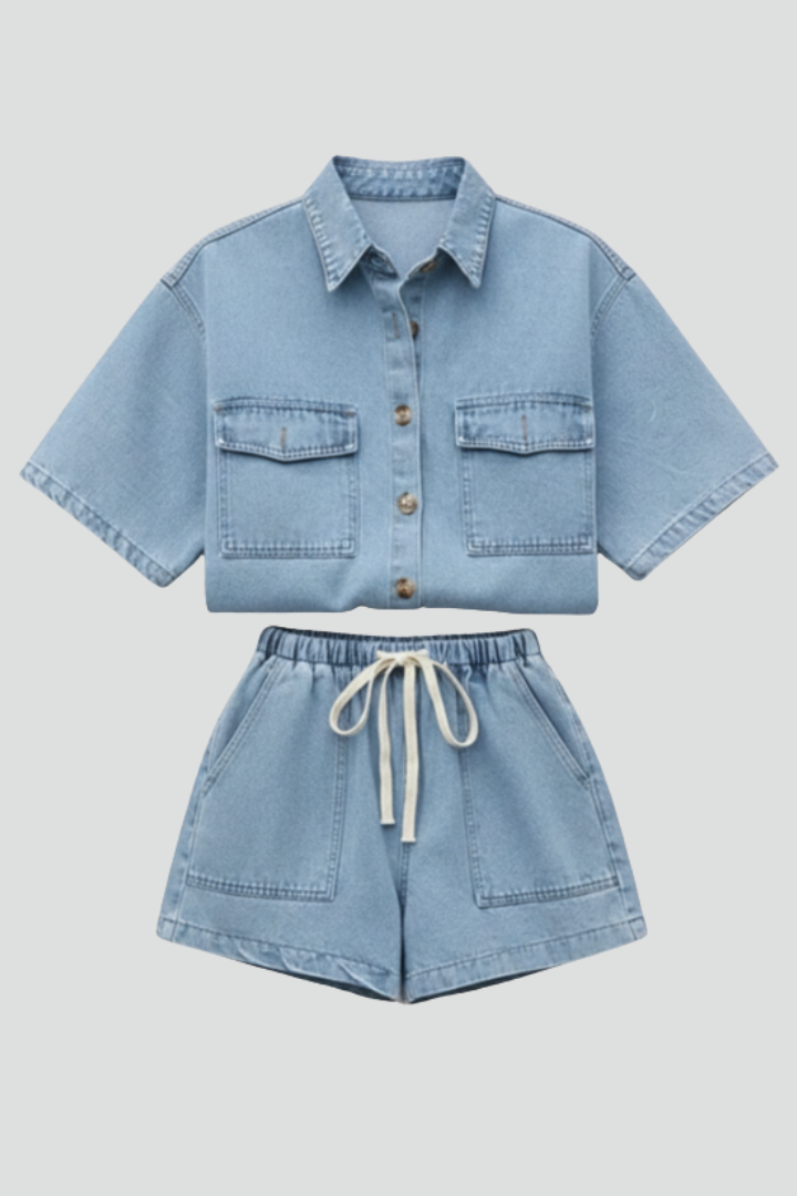 Damen Kurzarm Set mit Shorts - Norvielle