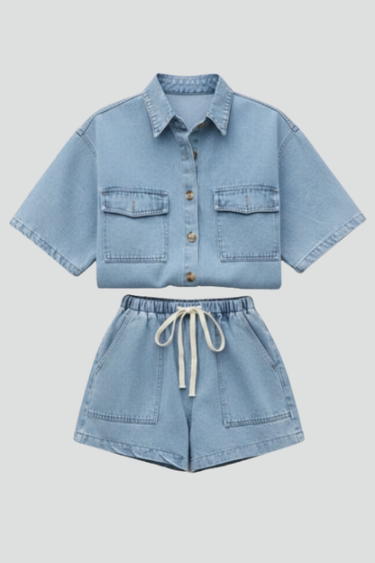 Damen Kurzarm Set mit Shorts - Norvielle