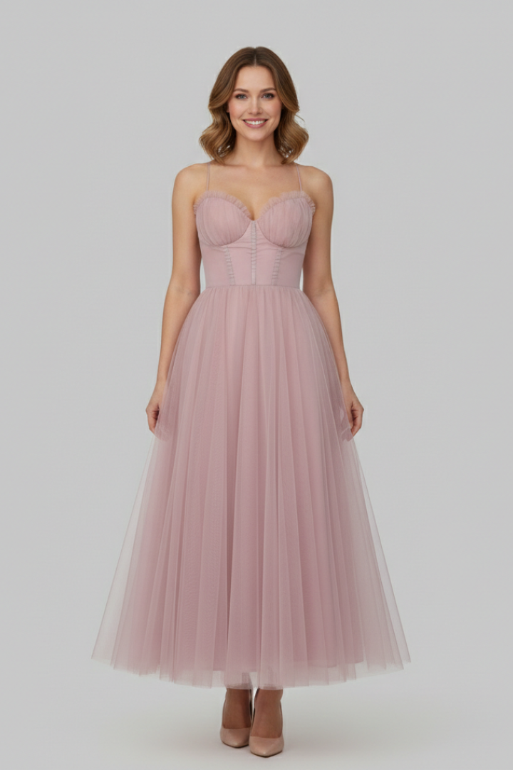 Damenkleid Trägerlos Tüllrock