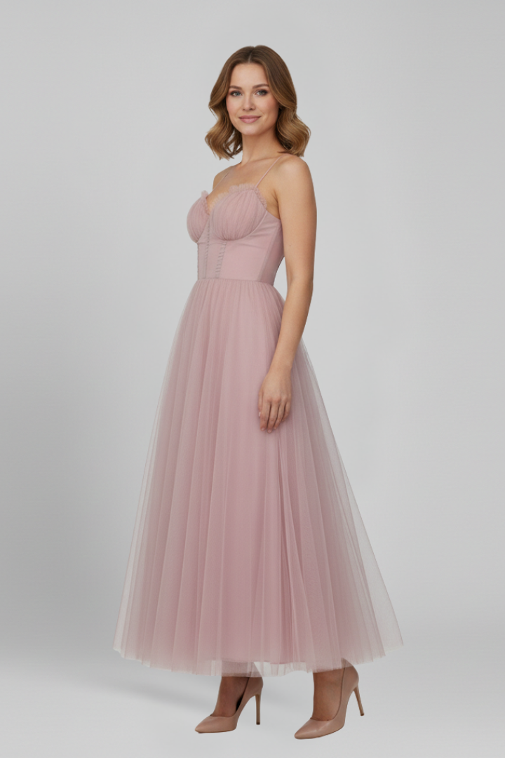 Damenkleid Trägerlos Tüllrock