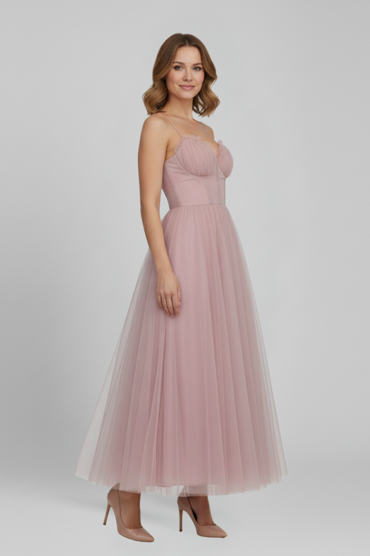 Damenkleid Trägerlos Tüllrock