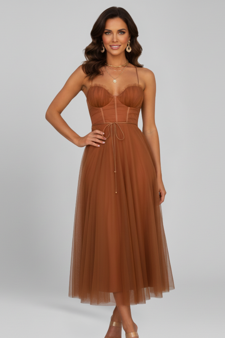Damenkleid Trägerlos Tüllrock