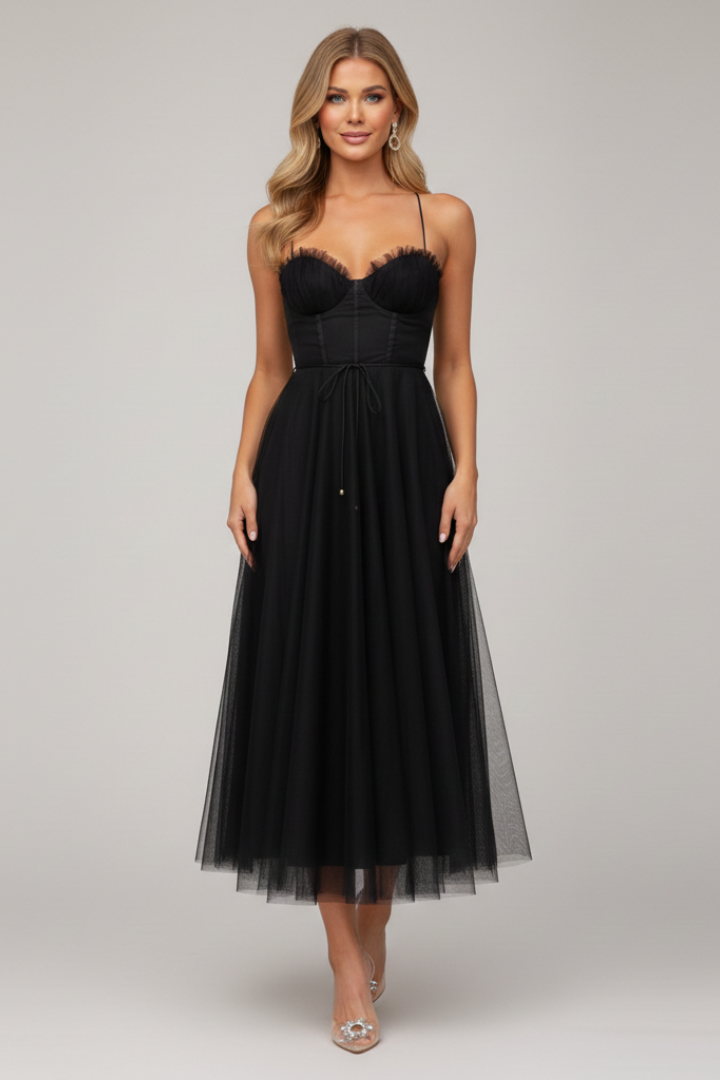 Damenkleid Trägerlos Tüllrock