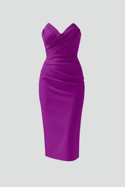 Damen Trägerloses Kleid Geraffter Rock - Norvielle