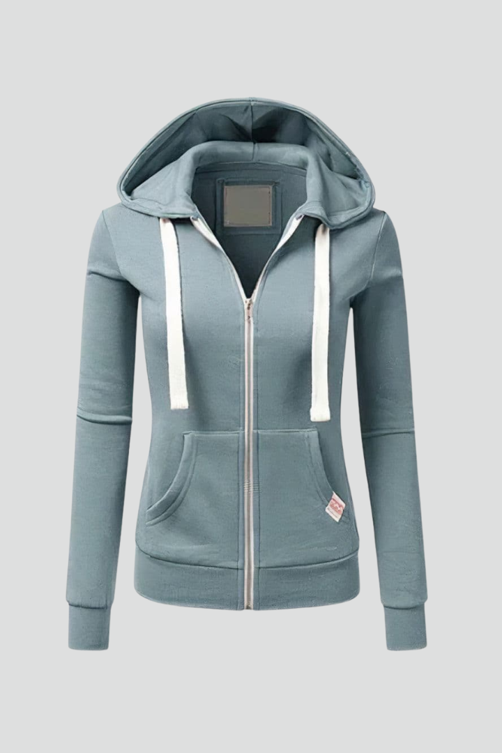 Damen Hoodie Frontreißverschluss Kängurutaschen - Norvielle