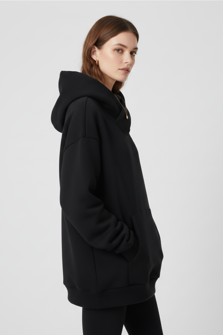 Damen Hoodie Hochkragen Weite Kapuze