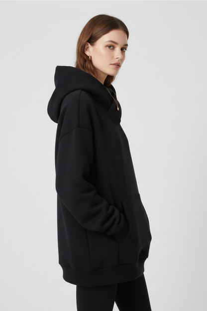 Damen Hoodie Hochkragen Weite Kapuze