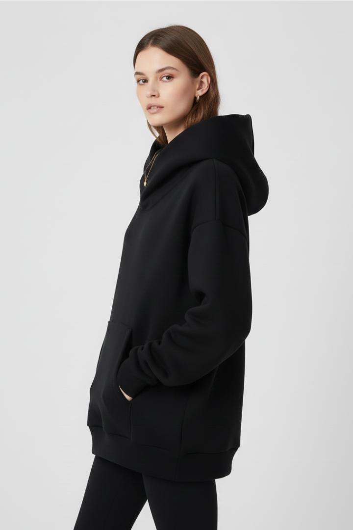 Damen Hoodie Hochkragen Weite Kapuze