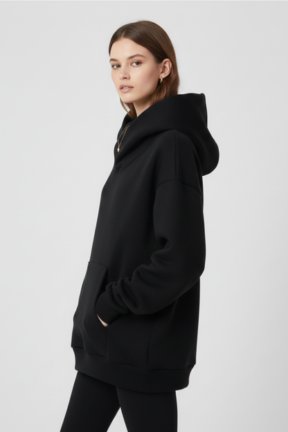 Damen Hoodie Hochkragen Weite Kapuze