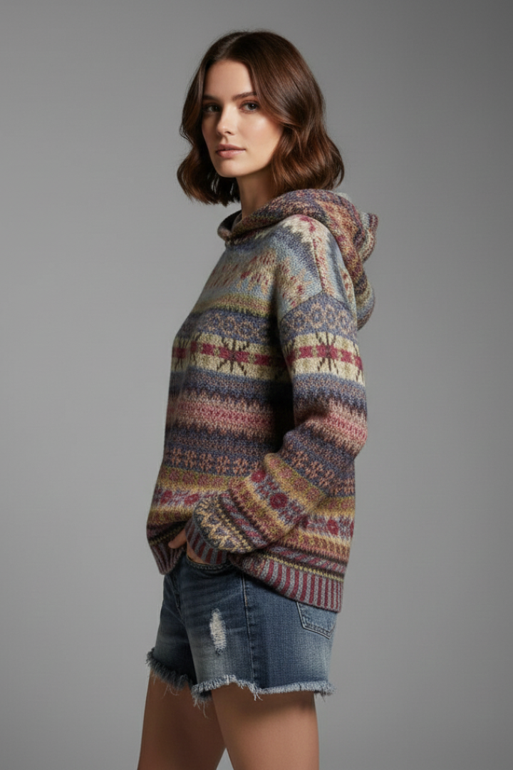 Damen Hoodie Kapuze Rippbündchen
