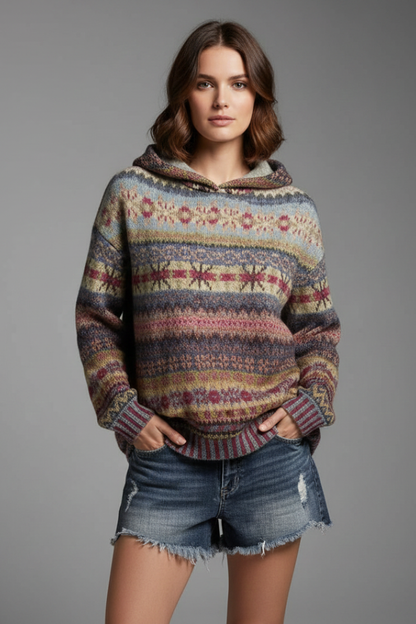 Damen Hoodie Kapuze Rippbündchen