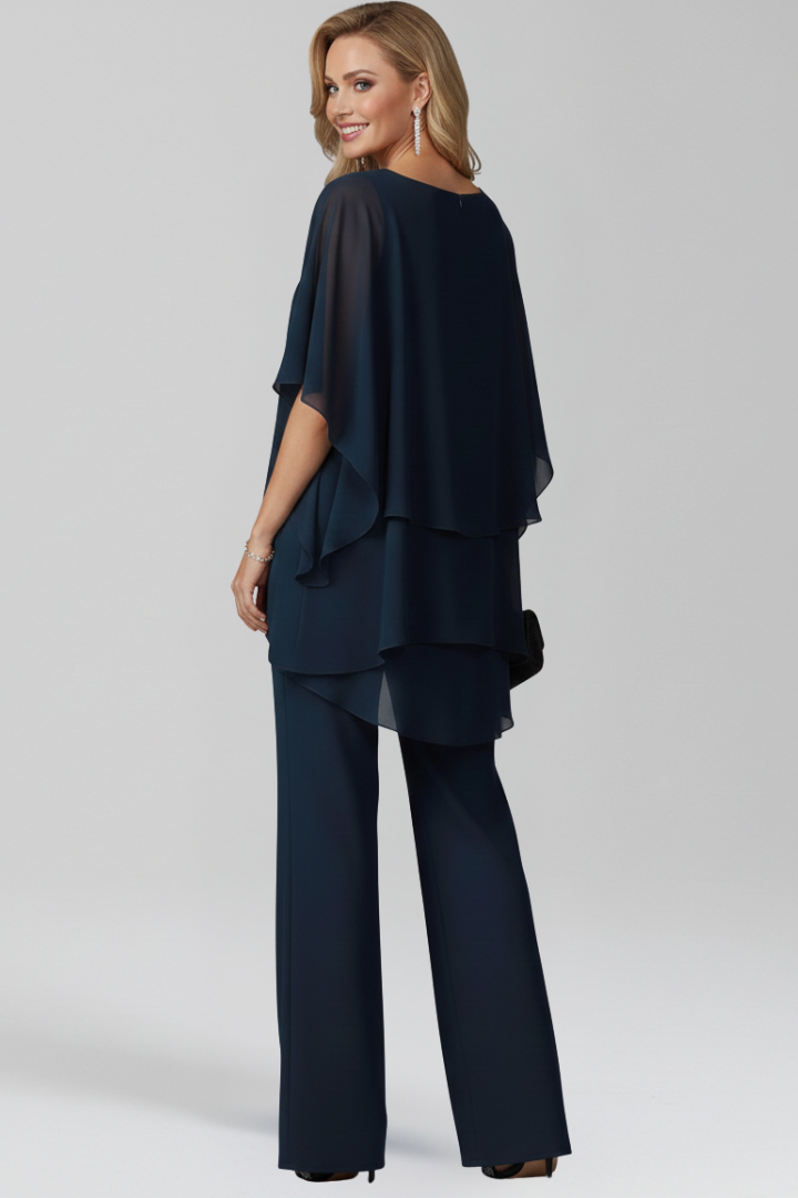 Damen Cold-Shoulder Jumpsuit Fließend Weite Bein
