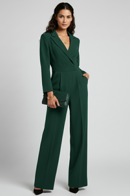 Damen Klassischer Jumpsuit Rundhals mit Taillenband