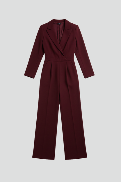 Damen Klassischer Jumpsuit Rundhals mit Taillenband - Norvielle