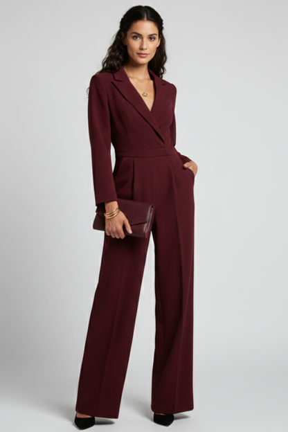 Damen Klassischer Jumpsuit Rundhals mit Taillenband