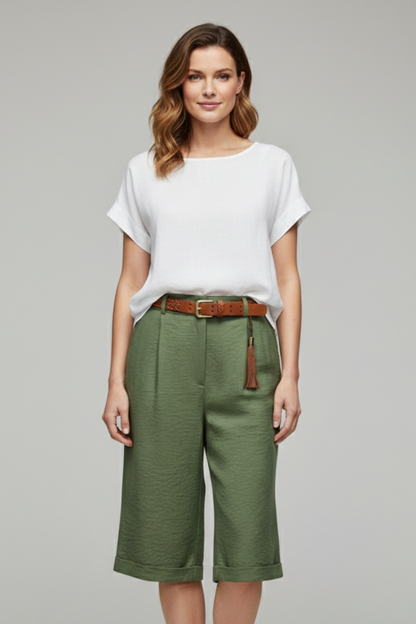 Damen Highwaist Shorts Maßgeschneiderter Casual Stil Umschlag Saum