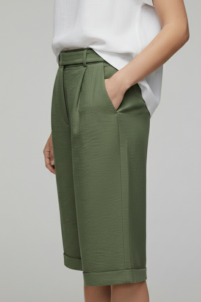 Damen Highwaist Shorts Maßgeschneiderter Casual Stil Umschlag Saum