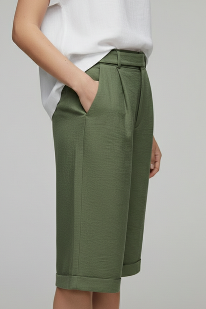 Damen Highwaist Shorts Maßgeschneiderter Casual Stil Umschlag Saum