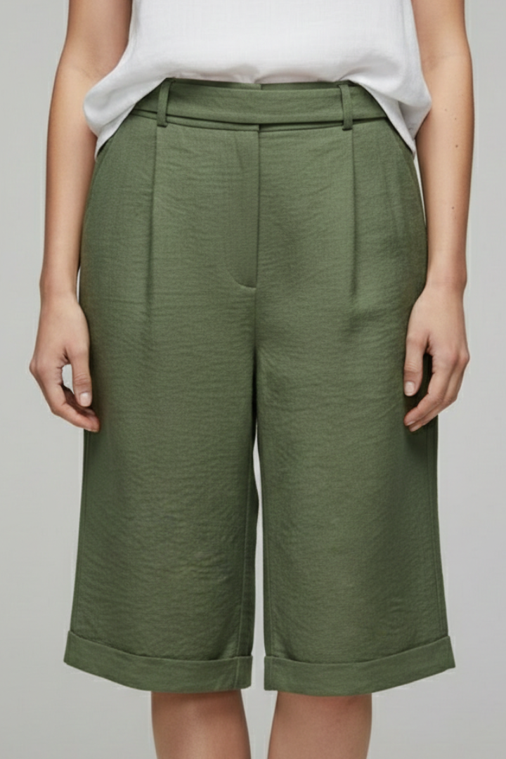 Damen Highwaist Shorts Maßgeschneiderter Casual Stil Umschlag Saum