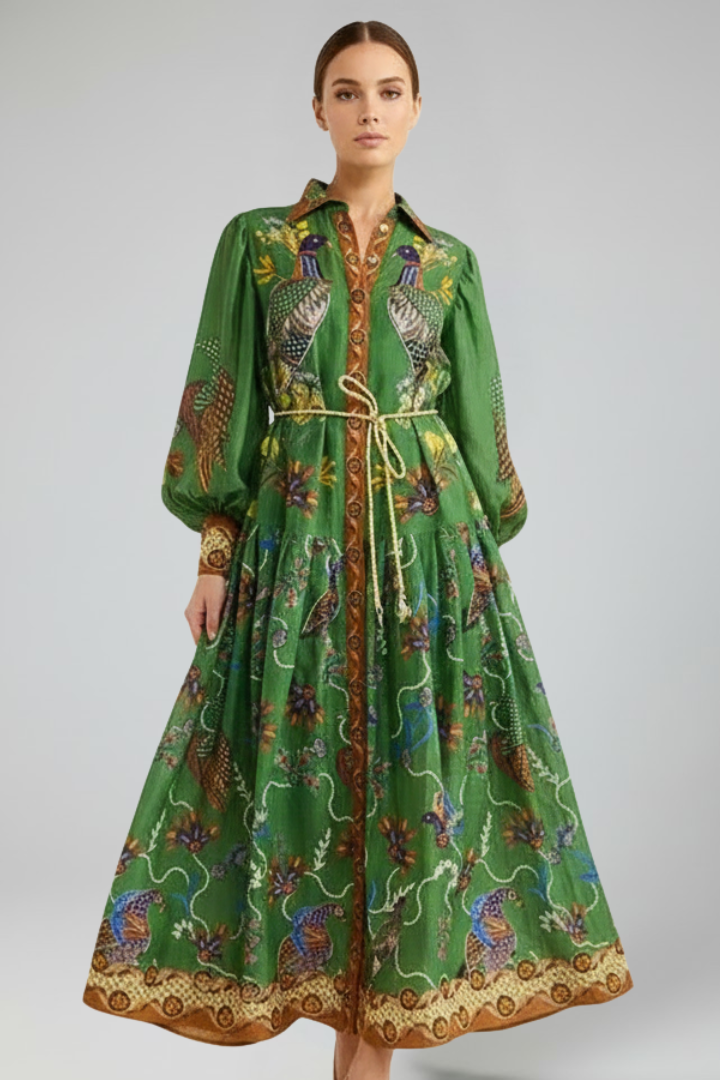 Damen Maxikleid V-Ausschnitt Lange Ärmel