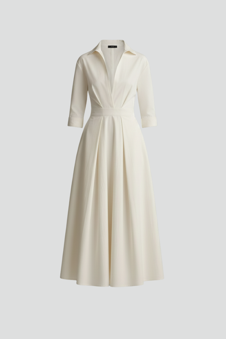 Damen Midikleid mit Knöpfen und Taillendetail - Norvielle