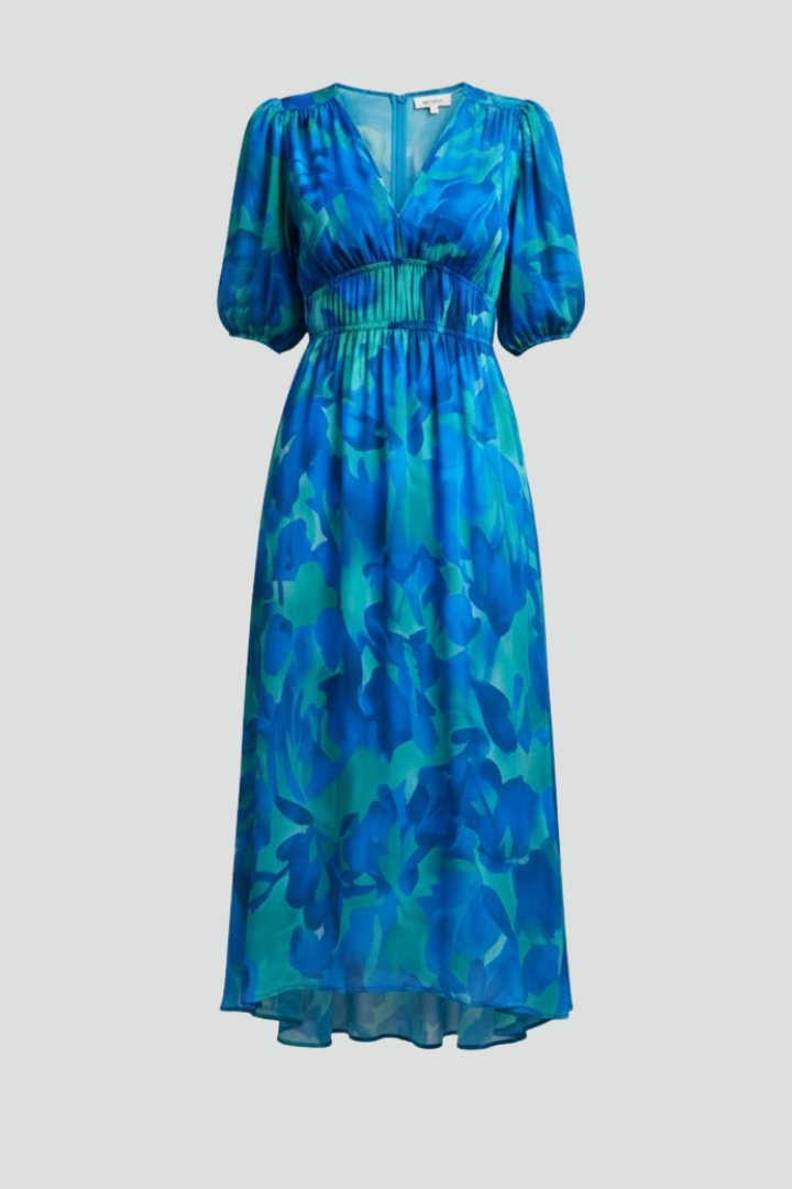 Damen Geblümtes Midikleid Puffärmel - Norvielle
