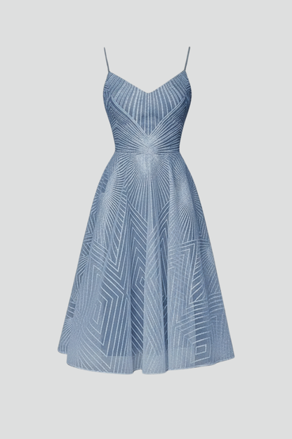 Damen Midikleid Spaghettiträger A-Linie Schwarz - Norvielle