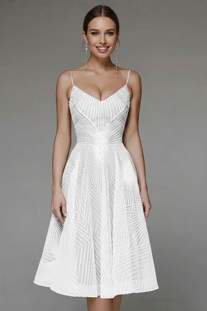 Damen Midikleid Spaghettiträger A-Linie