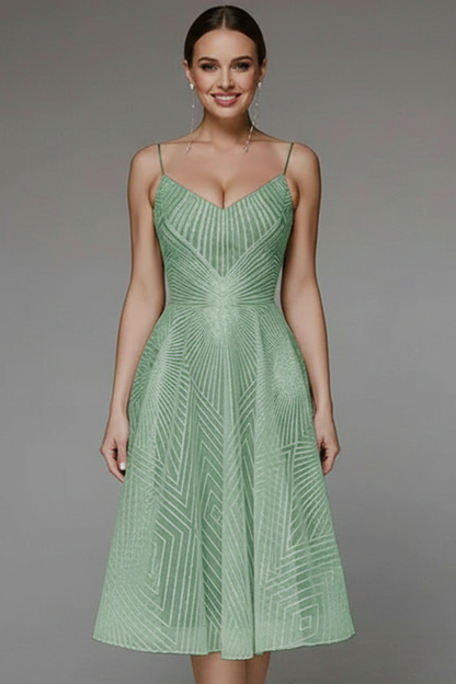 Damen Midikleid Spaghettiträger A-Linie