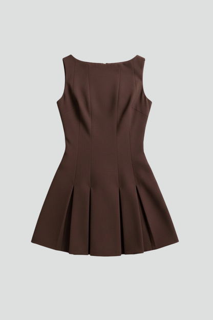 Damen Minikleid Ärmellos Plissierter Rock - Norvielle