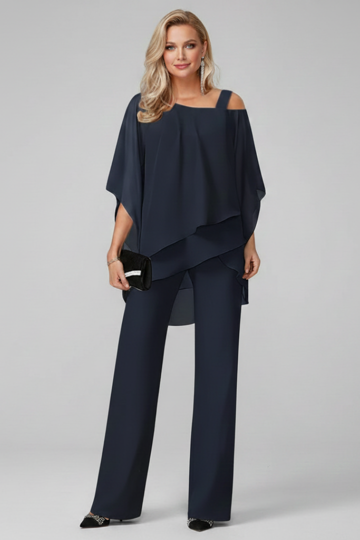 Damen Off-Shoulder Jumpsuit Fließend Weite Bein