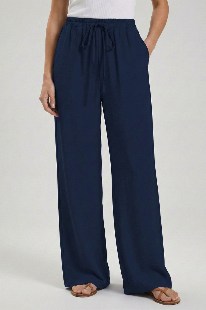 Damen Palazzo-Hosen Kordelzug Seitentaschen