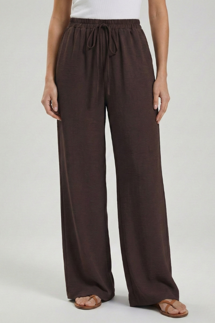 Damen Palazzo-Hosen Kordelzug Seitentaschen