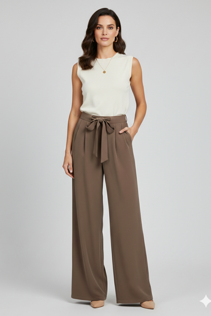 Damen Palazzo-Hose Wide-Leg mit Kordelzugbund