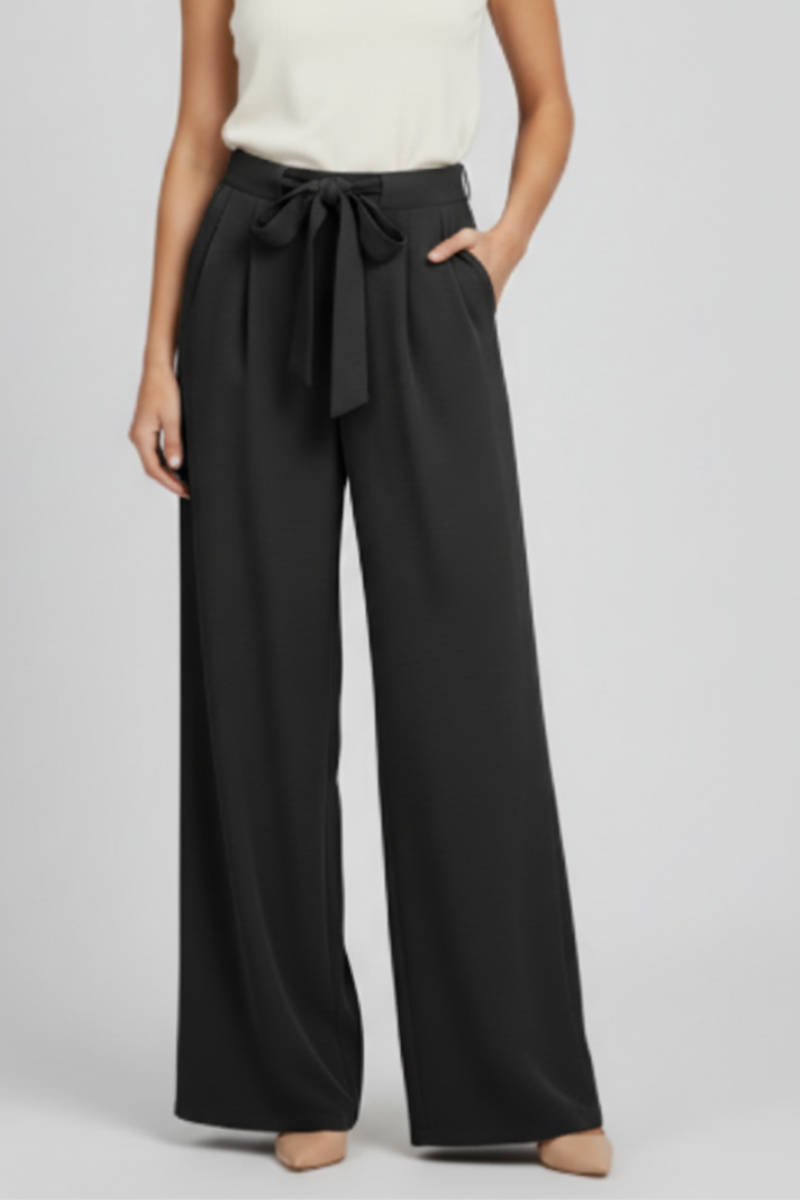 Damen Palazzo-Hosen Weites Bein Verstellbarer Bund