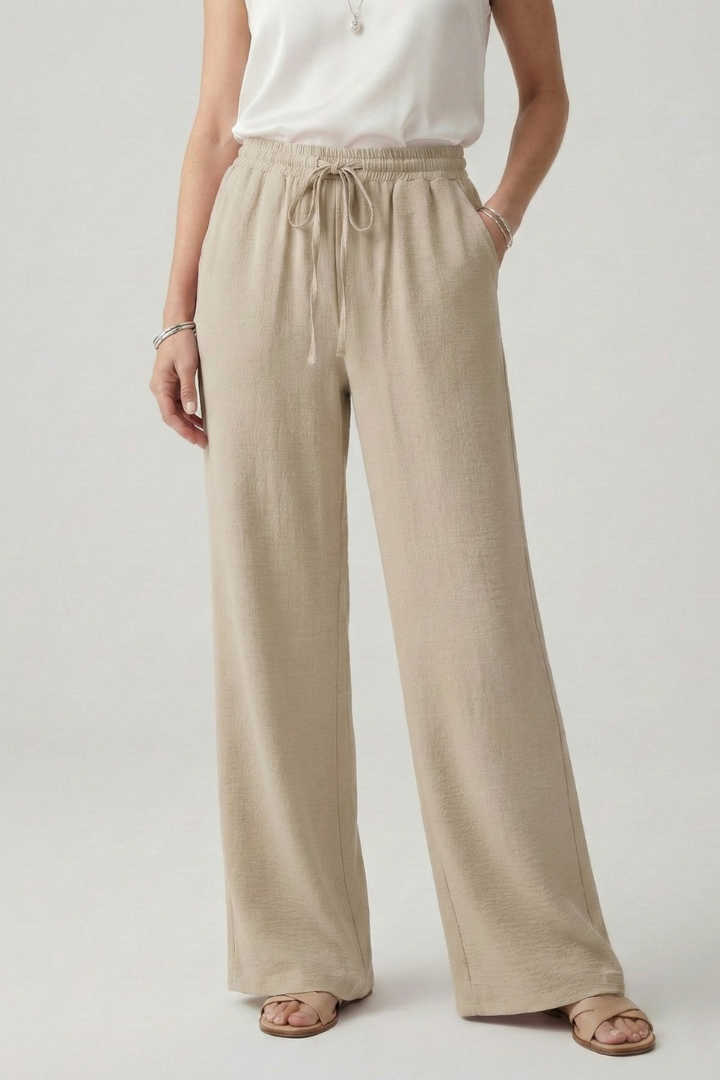 Damen Palazzo-Hose mit Kordelzug und Seitentaschen