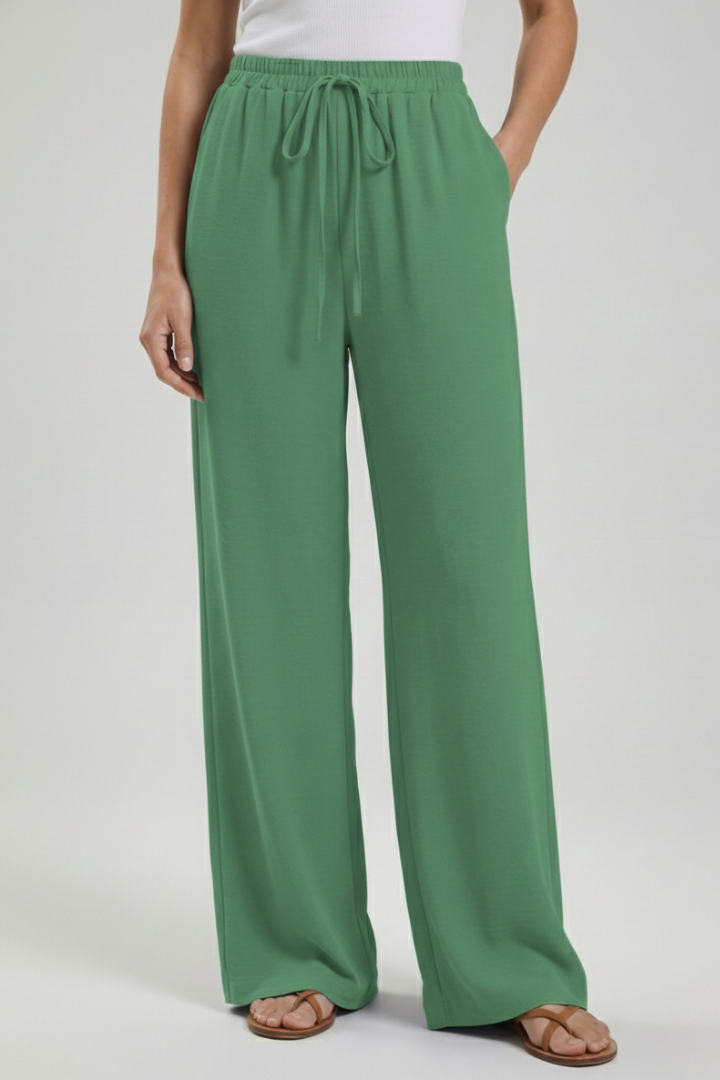Damen Palazzo-Hosen Kordelzug Seitentaschen