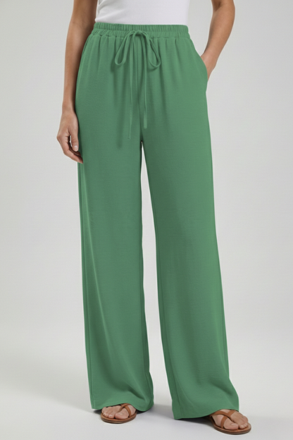 Damen Palazzo-Hosen Kordelzug Seitentaschen