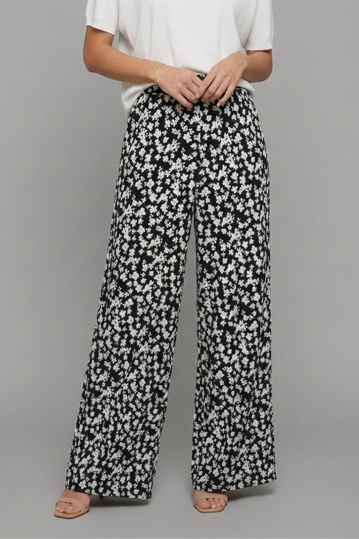 Damen Palazzo-Hosen Floralmuster Weites Bein