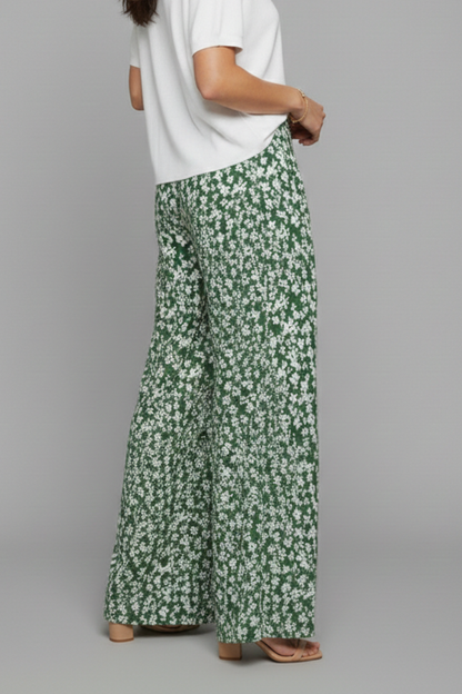 Damen Palazzo-Hose Blumenmuster Weite Beine